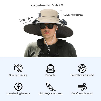 Innovative Solar-Powered Cooling Hat With Wide Brim